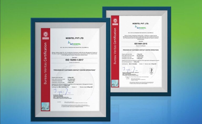 SLT-MOBITEL Customer Contact Centre, first in Asia to receive ISO 18295-1:2017 Certification